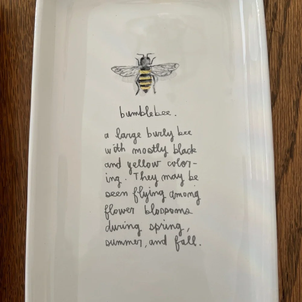 Rae Dunn White Trays with Ladybug and Bumblebee Designs